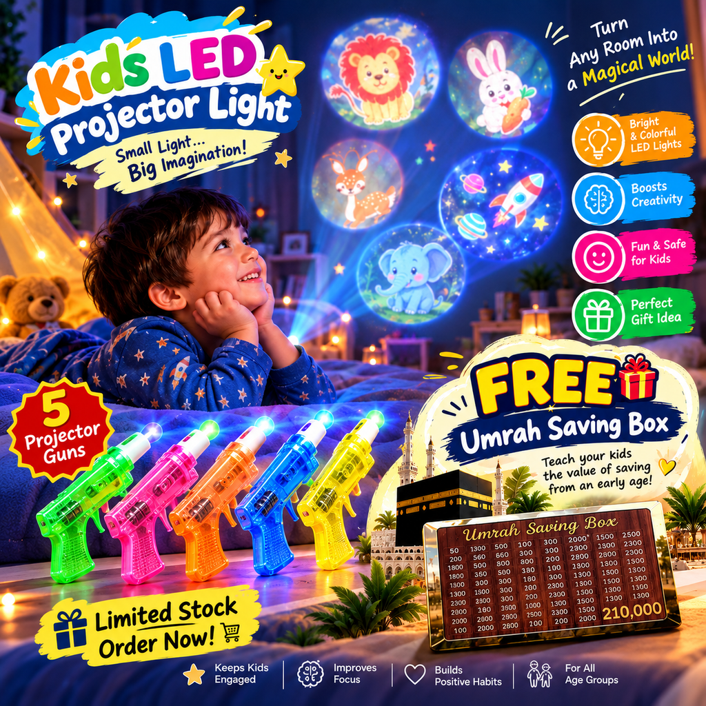 LED Projector Finger Light + FREE Umrah Saving Box 🎁